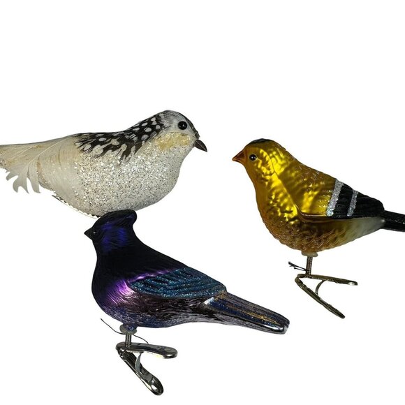Vintage 2 Glass 1 foam Christmas Birds clip-On Bird - Lot Of 3- Nice Cond! - Picture 10 of 12